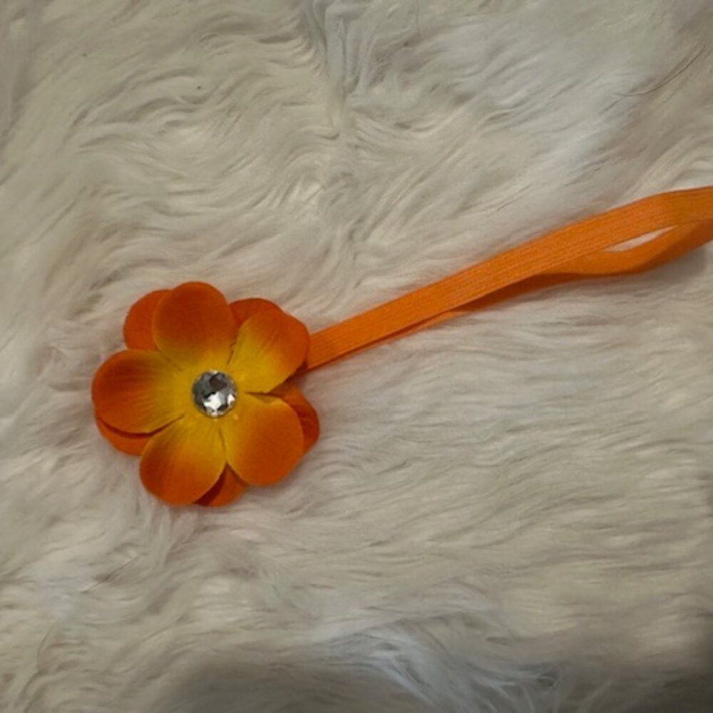 Orange 2 1/2" Flower on Skinny FOE elastic headband  7511  Handmade Boutique